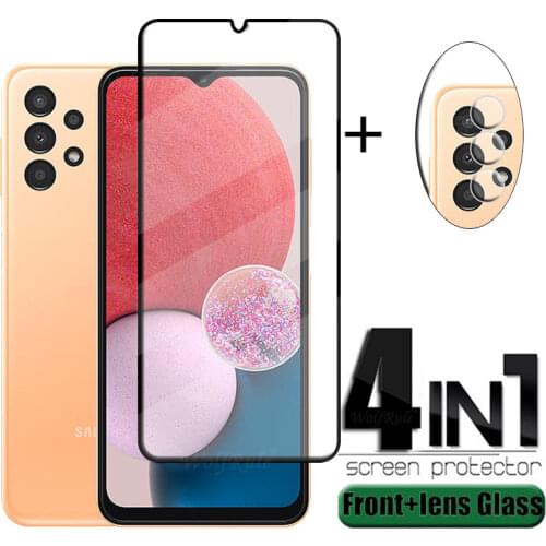 4-in-1 For Samsung Galaxy A22 5G Glass For Samsung A22 Tempered Glass Full Cover Screen Protetor For Samsung A22 5G Lens Glass
