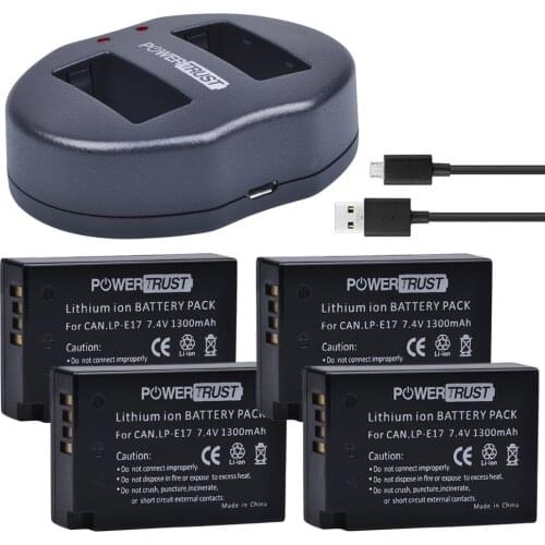 4X LP-E17 LPE17 LP E17 Camera Batteries+ USB Dual Charger for Canon EOS M3 M5 M6 Rebel T6i T6s T7i 750D 760D 8000D 800D Kiss X8i