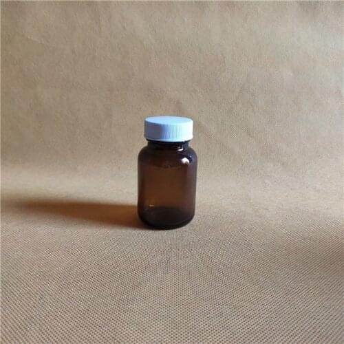 5Pcs 75ml Brown wide mouth glass reagent bottle Chemical Reagent Bottle Brown glass sample bottle Matching PTFE gasket