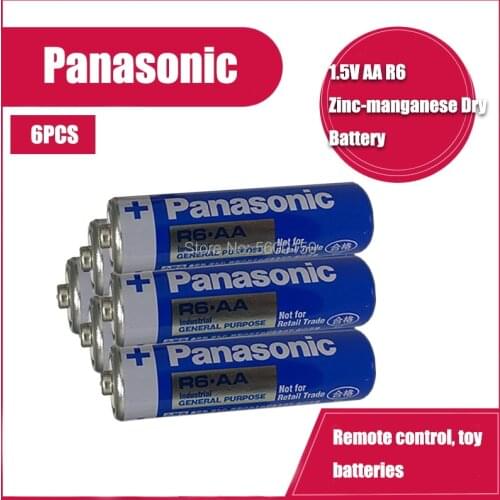 6PCS Panasonic 1.5V Alkaline Battery AA R6P R6 E91 UM3 Super Heavy Duty Primary Batteries