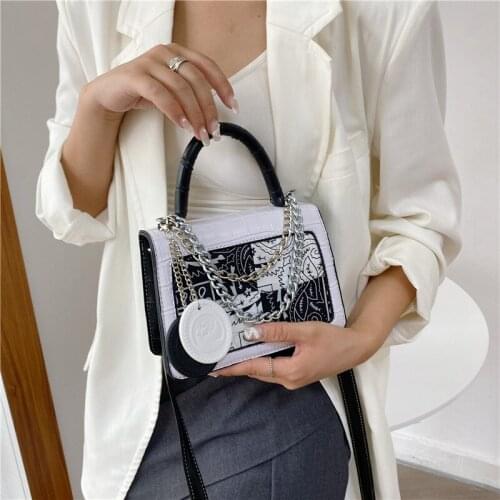 Black and white hit color crocodile pattern handbag cashew nut flower chain large capacity temperament messenger women bags