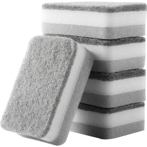 5PCS/Set Scouring Pad High-Density Sponge Scouring Pad Kitchen Cleaning Cloth Bathroom Cleaning 10.7*6.7*3.5cm