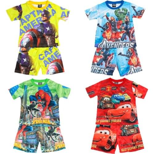 Avengers Childrens Costume Set Spider-Man Boys Pajamas Childrens Cartoon Marvel Lightning McQueen Boys Girls Pajamas