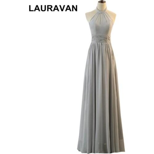 Robe de soiree longue halter party wear gowns occassion elegant long dinner dresses 2020 for bridesmaid grey formal dress