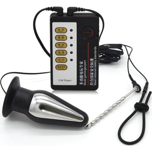 Electro Sex Kits Anal Urethral Stimulator Plug Penis Massager Ring Electro Shock Cockring Vibrator Sex Toys For Men