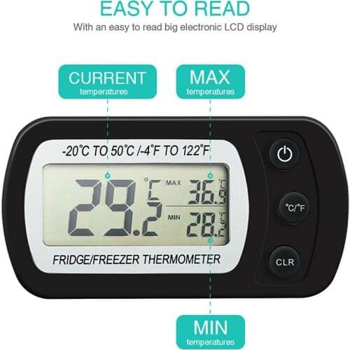1Pcs Electronic Digital Refrigerator Thermometer Freezer Freezer Anti-humidity Thermometer Electronic Thermometer Hygrometer