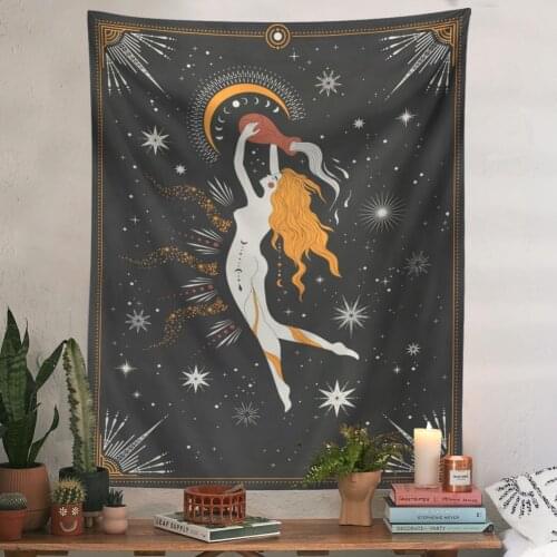 Constellation Tarot Tapestry Boho Tapestry Tarot Card Tapestry Wall Hanging Trippy Divination Beach Mat Sun Moon Wall Decor