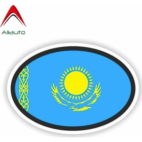 Aliauto Personality Creative Car Sticker Kazakhstan Flag Oval Automobile Styling Accessories Sunscreen Anti-UV Decal,13cm*8cm