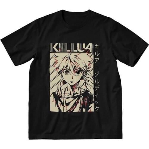 Killua Zoldyck T-Shirts Harajuku Men Graphic T Shirt Short Sleeve Hxh Hunter X Hunter Tshirt 100% Cotton Tees Top Gift Clothes