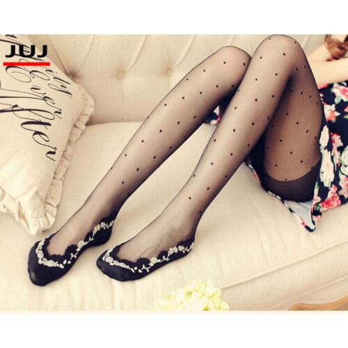 2019 Hot Sale Sexy Women Ladies Girls Jacquard Single Covering Yarn Tights Dot Stockings Mock Liner Sneake Lace Lolita Pantyhose