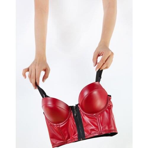 Front zip red leather bustier sexy fantasy new 2021 made in turkey girls women