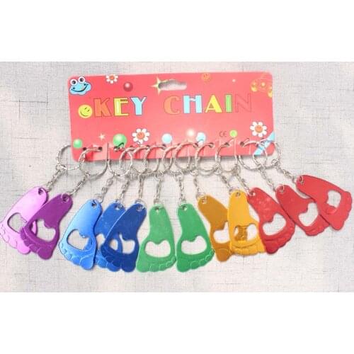 Creative Corkscrew Wedding Gift Aluminum Openers Small Foot Shape Beer Bottle Opener With Key Chain Easy To Use High Quality