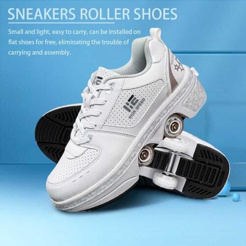 Sneakers Deformation Roller Skate Shoes Parkour Roller Shoes Sneakers With Four Wheels Running Shoes For Unisex Children Shoes