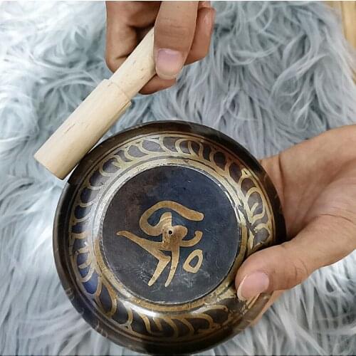 Brass Chime Bronze Qing Buddha Sound Bowl Nepal Tibet Chant Yoga Meditation Chanting Bowl Handicraft Sanskrit Brass Singing Bowl