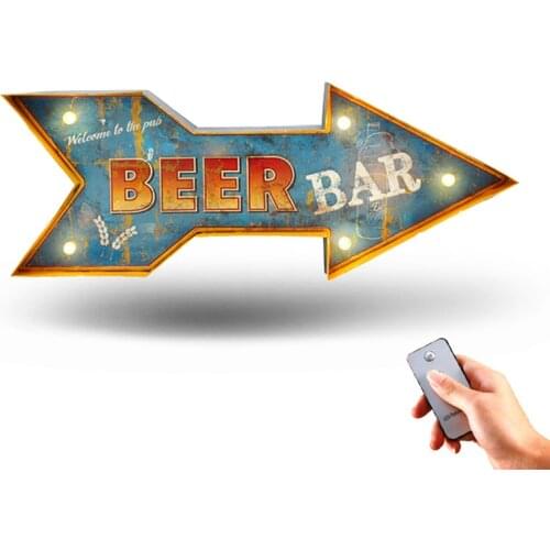 LOFT AMERICAN RETRO IRON MURAL LED LAMP WALL CAFE BAR WELCOME SIGN HOME FURNISHING TIN PAINTING NIGHT LIGHT HANGING WALL LAMPS