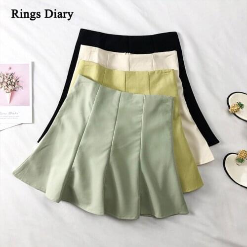 Rings Diary Peppy Style Skirt Campus Mini Skirt Korean Style Plain High Waist Goint Out Casual Flared Skirt Party Mini Skirt