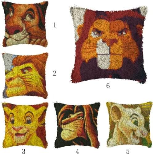 Cartoon Animal Lion Cross Stitch Latch Hook Cushion Potter Embroidery 42CM 42CM Kit Pillow Mat Crocheting Craft DIY Needlework