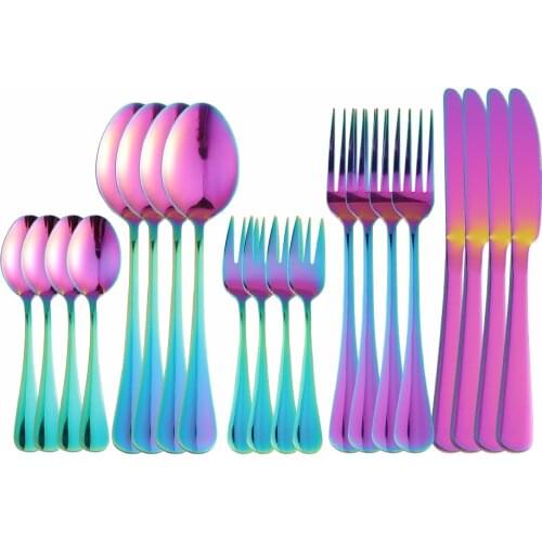 20Pcs Stainless Steel Cutlery Tableware Set Rainbow Dinnerware Dinner Flatware Set Wedding Forks Knives Spoons Set Silverware