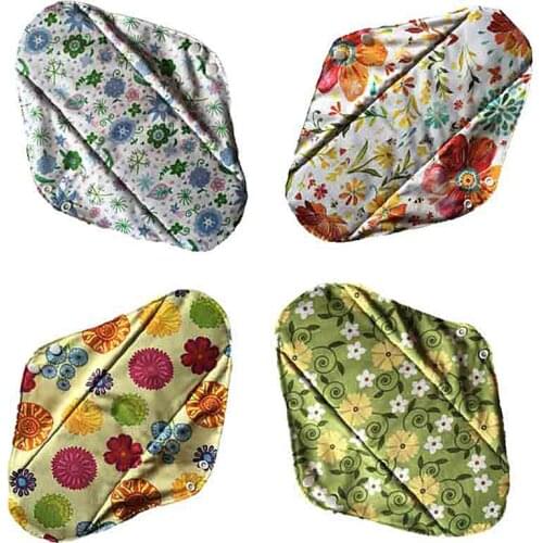 NEW Reusable Waterproof Mummy Pads For Women Flower Printed Bamboo Charcoal Fleece Inner Lady Cloth Menstrual Pads