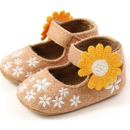 Newborn Baby Girls Shoes PU Leather Buckle First Walkers With Bow Flower Soft Soled Non-slip Shoes 4 Colors Ins