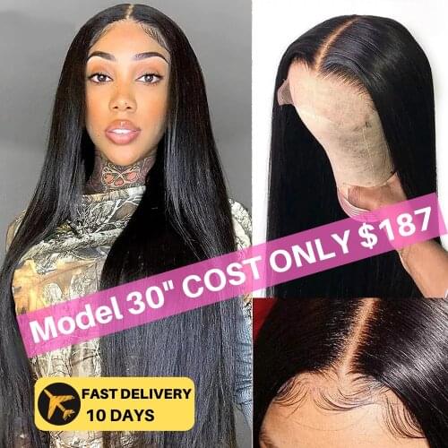 5X5 Lace Closure Wig Transparent Lace Human Hair Wigs Plucked Glueless Brazilian Straight 5X5 Closure Wig Baby Hair Remy Hair