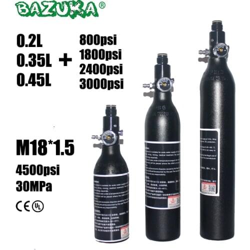 PCP Paintball Airforce Airsoft Diving HPA Cylinder M18x1.5 0.2/0.35/0.45L Air Bottle Alloy Tank with regulator 4500psi/3000psi