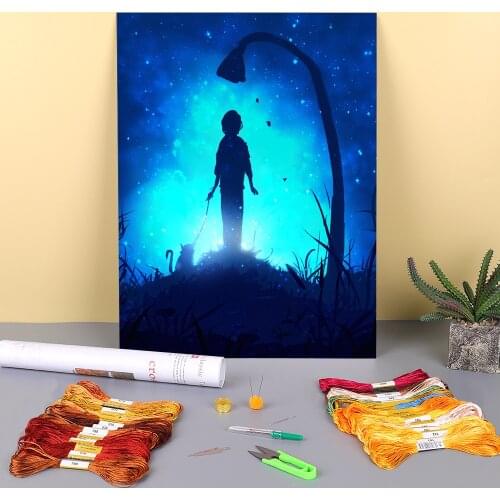Scenery Waiting Printed Canvas 11CT Cross-Stitch Set Embroidery DMC Threads Handiwork Handicraft Knitting Painting Stamped