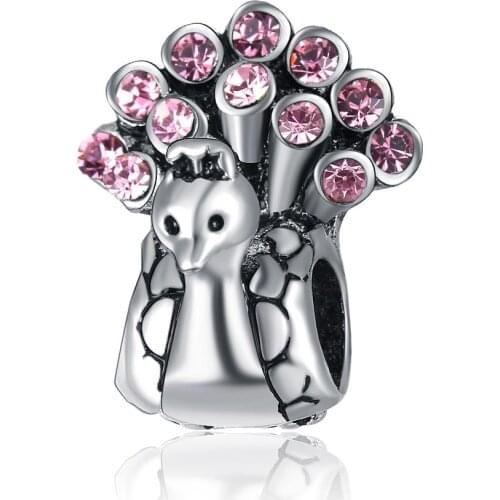 Fit bisuteria beads bijoux bracciale crystal peacock plata de ley perfumes mujer originales jewelry bracelet charms
