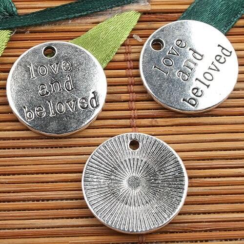 Alloy metal Tibetan Silver color round love charms 22pcs EF0125