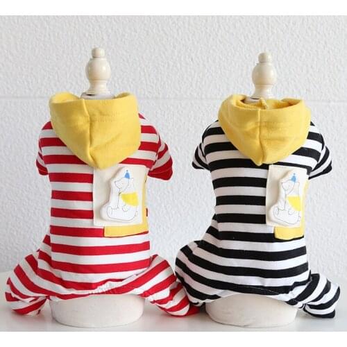 Cat Striped Polar Bear Pocket Sweatshirt Pet Dog Clothes Warm Cotton Dog Jumpsuits Cat Pajamas Hoodies Clothing For Dogs Puppy