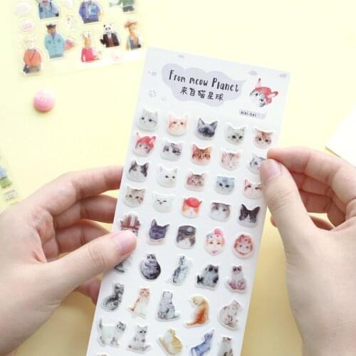 Kawaii Cartoon Flowers Cat 3D Drop Plastics Stickers Decoration DIY Diary Scrapbooking Mobile Stickers Stationery Post it Gift