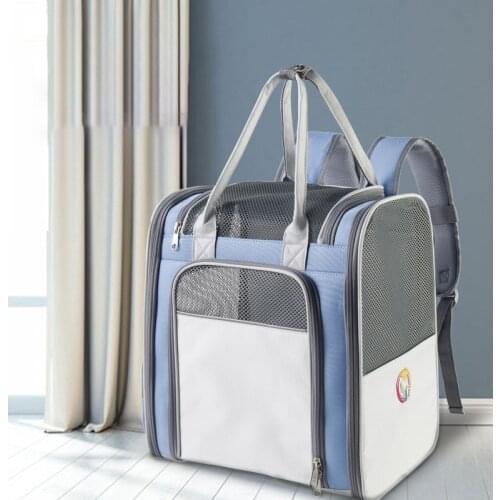 Pet Backpack Outgoing Cat Dog Mesh Carrier Backpack Portable Large-Capacity Breathable Oxford Cloth Collapsible Pet Cat Supplies