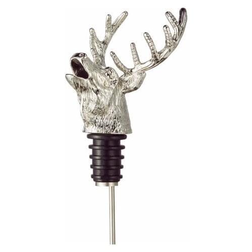 High quality FDA passed food grade zinc alloy stag head wine pourer liquid bottle pourer shiny exquisite deer stag pourer