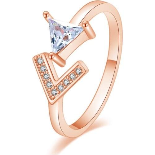 Womens Fashion Triangle Arrow Open Rings Cubic Zirconia Geometric Simple Wedding Rings Female Trendy Ring Jewelry Accessories