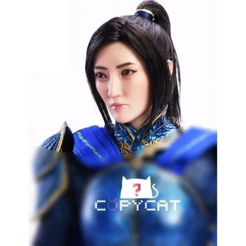 1/6 Scale Asia Female Star The Great Wall Jing Tian Planted Hair Head Sulpt Carved Model for 12" Action Figure Body