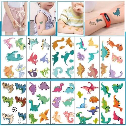 1 Sheet Cute Dinosaur Tattoo Stickers Children Body Art Cartoon Kawaii Kids Stationery Sticker
