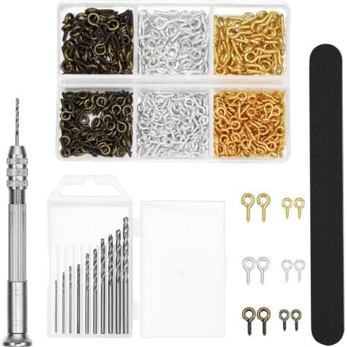 1 Set Hand Drill Sanding Stick Tools Kit for UV Epoxy Resin Crafts DIY Jewelry Making Equipments Metal Drill Screw Eyepins