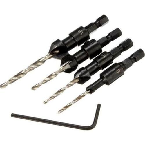 4pcs/set HSS Carpentry Woodworking Drill Bits Set+Hex Shank #6 #10 #13 #16 DIY tools