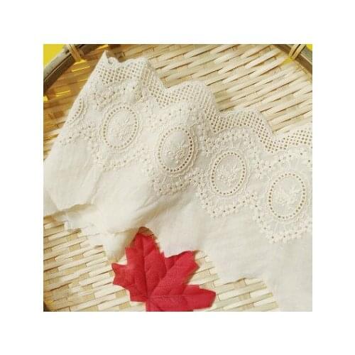 5Yards/pack New Fashion Beige Cotton Mirror Embroidery Lace Accessories Home Tablecloth decoration