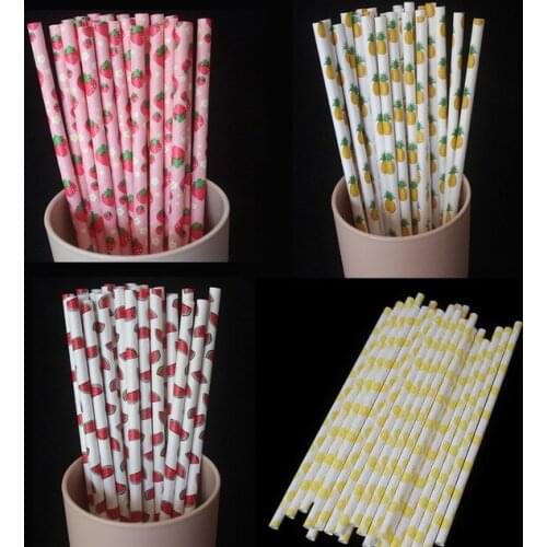 500pcs New Design Fruit Disposable Paper Drinking Straw Party Wedding Picnic Baby Shower Decor Strawberry Lemon Watermelon