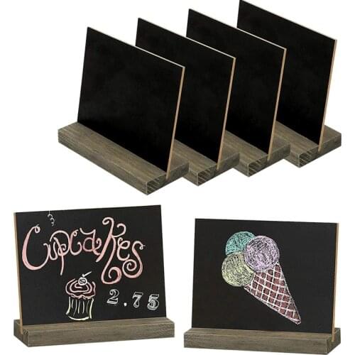 6 Pack Rustic Chalk Board Sign with Wood Stand for Wedding Decorations Signs Labels 6X5 inch Blackboard