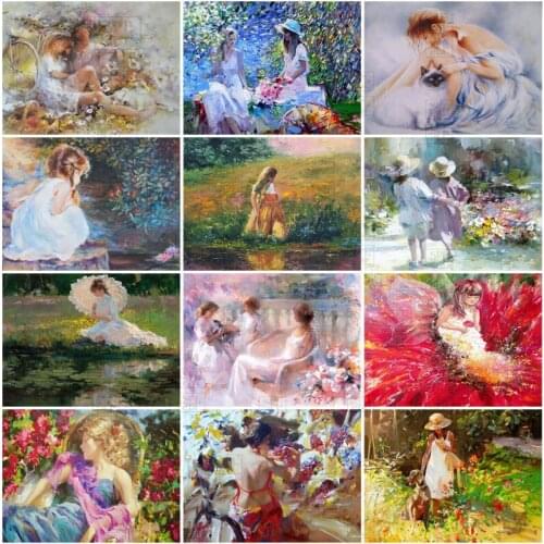 5D Diy Diamond Painting Girl Portrait Diamond Embroidery Mosaic Garden Scenery Picture Oil Painting Cross Stitch Kits Home Decor