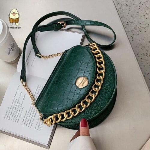Beibaobao Womens Designer Handbag Chain Shoulder Bag Crocodile pattern Saddle bag 2021 New Quality PU Leather