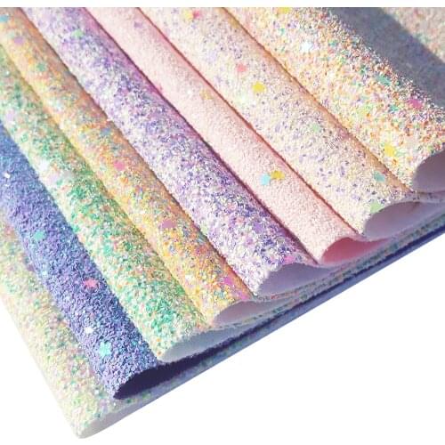 QIBUMAY A4size Chunky Glitter Sheets Colorful Rainbow Vinyl Fabric Christmas Party Decoration Crafts DIY Hairbow Bag Accessories