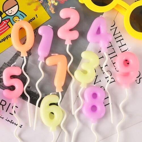 0-9 Number Candle Macarons Color Balloon Candles Childrens Birthday Cake Party Dessert Plugin Baby Shower Decoration Supplies