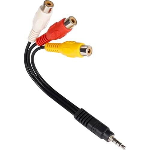 For 1 3.5mm Aux male stereo to 3 RCA female audio video AV adapter cable for high-performance video and audio playback