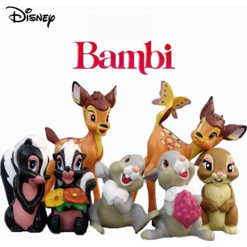 7pcs/set Disney Bambi Deer Anime Action Figure Model Toy Cartoon Animal Collection PVC Doll Classic Toys Gift For Children Kids