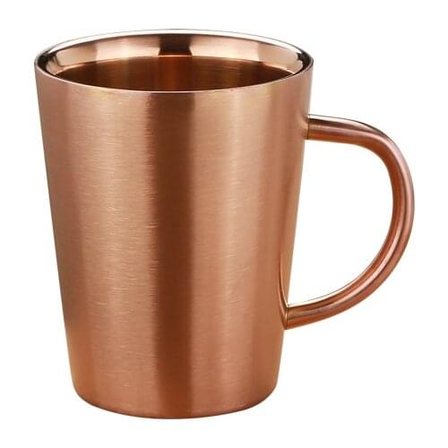 FDA Grade 340ml Stainless Steel Beer Mug Coffee Water Cup with Handgrip Double Wall Drinkware Gold Silver Rose Gold