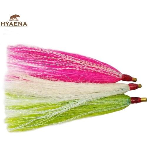 Hyaena 6pcs/lot Premium Slide Bucktail Tube Fly Fishing Flies Sea Basstail Teaser Soft Fishing Lures Fishing Tackle