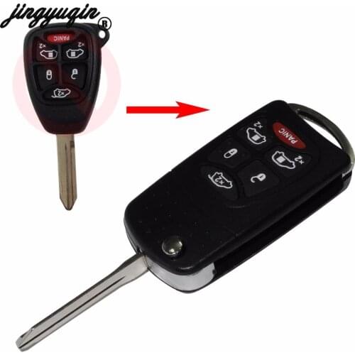 Jingyuqin Entry 6 Buttons Flip folding Remote Key Case Shell For Chrysler Town Country for Dodge Grand Caravan For Jeep